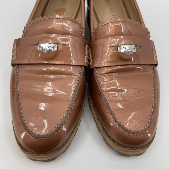 Coach Pink Patent Leather Peyton Loafers | Good Condition - Picture 3 of 8
